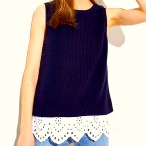 Loft sleeveless sweater w/eyelet hem